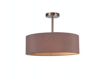 DK0712  Baymont 45cm Semi Flush 3 Light Satin Nickel, Taupe/Halo Gold